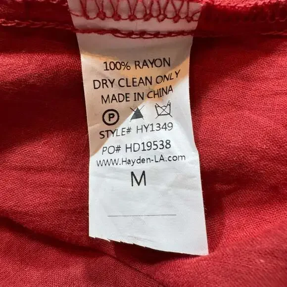 Hayden LA Rust Floral Tiered Midi Dress Square Neck Long Sleeve Boho M - Picture 9 of 9